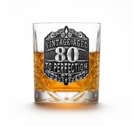 De Walden Mens 80th Birthday Crystal Cut Pewter Feature Whisky Glass Tumbler in a Gift Box, Unique Whiskey Barware for Men (Blue Gift Box with Engraved Plaque)