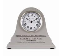 De Walden Personalised Grey Wooden Mantel Clock - Engraved 30th Pearl Wedding Anniversary Clock Couples Gift (Grey Clock in Gift Box)