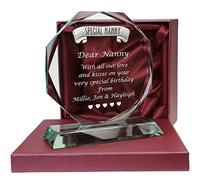De Walden Special Nanny Personalised Engraved Cut Glass Gift in a Silk Lined Box Nanny's Birthday Christmas