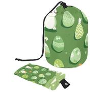 De Waterproof Large Barrel Makeup Bag for Women with Drawstring Closure, Perfect for Organizing and Safely Storing All Your Cosmetic Essentials, Green Easter Bunny Egg