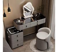 De with Touch LED Mirror 3 r Lighting 3 Drawers Storage Cabinet & Charging Station for Bedroom Gray - Stylish Dressing Table Solution