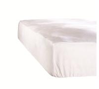 De Witte Lietaer Jersey Cotton Fitted Sheet, Cotton, White, 180x200x40 cm