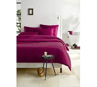 De Witte Lietaer Olivia Quality Satin Combed Cotton Duvet Cover Set, Beetroot Red/Beet Red, 260 x 240 cm + 2 Pillowcases