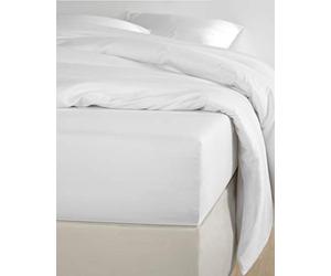 De Witte Lietaer OLIVIA Quality Satin Fitted Sheet - Cotton - 180 x 200 cm - H30 cm - White/White