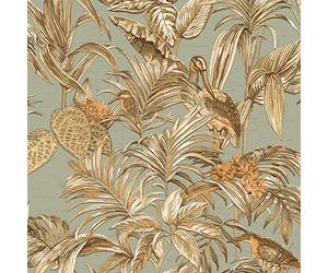 DE120017 Bird of Paradise Aqua & Gold 10M X 0.53M Wall Stitch 2023
