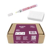 DEA HOME SILENTE Gravestone Letter Restoration Kit - Silver Oil Marker & Pumice Stone - Easy Renovation of Faded Inscriptions, All-in-One Memorial Care Set