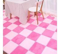 DEACOLIN 10Pcs/20Pcs Puzzle Plush Foam Floor Tiles Mat, Interlocking Crawling Carpet for Bedroom Livingroom Playroom Nursery, Soundproofing Area Rug (20Pcs,Rose and Pink)
