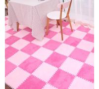 DEACOLIN 10Pcs/20Pcs Puzzle Plush Foam Floor Tiles Mat, Interlocking Crawling Carpet for Bedroom Livingroom Playroom Nursery, Soundproofing Area Rug (10Pcs,Rose and Pink)