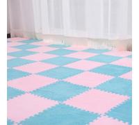 DEACOLIN 10Pcs/20Pcs Puzzle Plush Foam Floor Tiles Mat, Interlocking Crawling Carpet for Bedroom Livingroom Playroom Nursery, Soundproofing Area Rug (10Pcs,Blue and Pink)