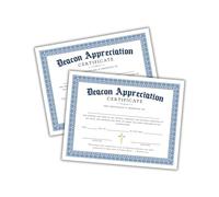 Deacon Appreciation Certificate Ordination 30pk 8.5x11” Appointment of Leadership Church Pastoral Recognition Ministry Calling Blue Gold