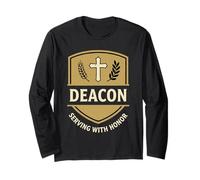 Deacon Serving with Honor Christian Church Crest Shield Icon Long Sleeve T-Shirt