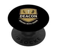 Deacon Serving with Honor Christian Church Crest Shield Icon PopSockets Adhesive PopGrip