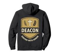 Deacon Serving with Honor Christian Church Crest Shield Icon Pullover Hoodie