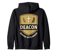 Deacon Serving with Honor Christian Church Crest Shield Icon Zip Hoodie