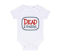 Dead and Breakfast Sign Halloween Statement Baby Grow Vest, 0-3 Months, White