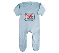 Dead and Breakfast Sign Halloween Statement Baby Romper Jumpsuit with feet, 0-3 Months, Pastel Blue