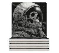 Dead Astronaut Ceramic Coaster Set Cork-Backed for Drinks Square Heat Resistant Coasters Table Protection for Tea Coffee