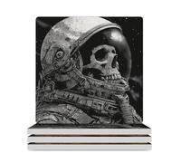 Dead Astronaut Ceramic Coaster Set Cork-Backed for Drinks Square Heat Resistant Coasters Table Protection for Tea Coffee