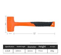 Dead Blow Hammer with Steel Shots, Non-Rebound Rubber Mallet for Work, Comfortable Checkered Grip, Smooth Striking, for Home(0.5 LB)