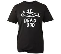 Dead BOD Graphic Tee - Fun Fish Design with Playful Text - Unisex Shirt for Humor and Quirky Fashion (Black, 3XL)