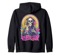 Dead Cool Grim Reaper Skeleton Summerween Beach Cocktail Zip Hoodie