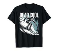 Dead Cool Ski Skeleton Alpine Winter Mountain Scene T-Shirt
