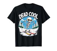 Dead Cool Ski Skeleton Alpine Winter Mountain Scene T-Shirt