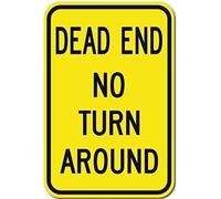 Dead End No Turn Arround Sign Reflective Warning Caution Notice Safety Sign Metal for Outdoor Indoor Use metal sign 8x12 inches