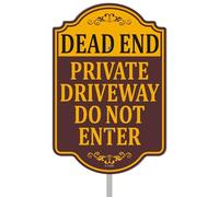 Dead End Private Driveway Do Not Enter Signs No Entry 18" x 12" With 35" Long Metal Road Traffic Stake With Stand Aluminum Outdoor Use Yard