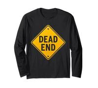 Dead End Road Sign Funny Traffic Warning Vintage Graphic Tee Long Sleeve T-Shirt