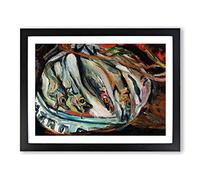 Dead Fish By Chaim Soutine Classic Painting Framed Wall Art Print, Ready to Hang Picture for Living Room Bedroom Home Office Décor, Black A3 (46 x 34 cm)