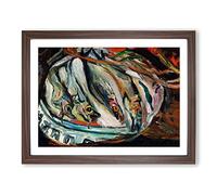 Dead Fish By Chaim Soutine Classic Painting Framed Wall Art Print, Ready to Hang Picture for Living Room Bedroom Home Office Décor, Walnut A4 (34 x 25 cm)