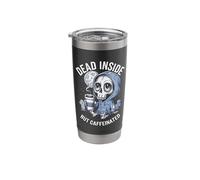 Dead Inside But Caffeinated Creepy Cute Skeleton Coffee Goth Stainless Steel Insulated Tumbler