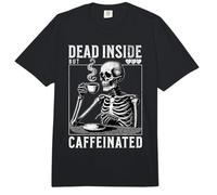 Dead Inside But Caffeinated Dad Skeleton Drink Coffee Funny Comfort Colors Adult Heavyweight T-Shirt