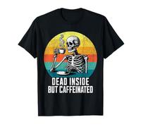 Dead Inside But Caffeinated Dad Skeleton Drink Coffee Funny T-Shirt