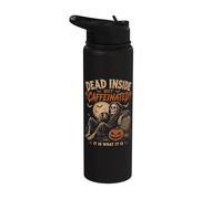Dead Inside But Caffeinated Funny Halloween Costume Stainless Steel Insulated Water Bottle