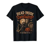Dead Inside But Caffeinated Funny Halloween Costume T-Shirt