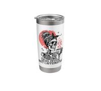 Dead Inside But Caffeinated Mom Skeleton Drink Coffee Funny Stainless Steel Insulated Tumbler
