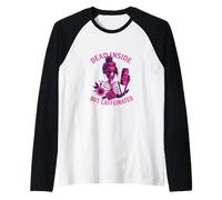 Dead Inside But Caffeinated Skeleton Coffee Energy Drink Raglan Baseball Tee