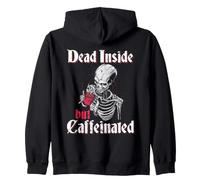 Dead Inside But Caffeinated Skeleton Roses Zip Hoodie