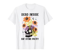 Dead Inside But Dying Pretty Skull Floral Funny Aesthetic T-Shirt