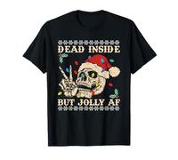 Dead Inside But Jolly AF Skeleton Xmas Santa T-Shirt