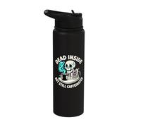 Dead Inside But Still Caffeinated Skeleton Coffee Funny Stainless Steel Insulated Water Bottle