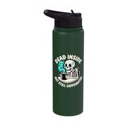 Dead Inside But Still Caffeinated Skeleton Coffee Funny Stainless Steel Insulated Water Bottle