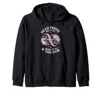 Dead Inside But Still Made It To The Gym Workout Floral Gym Zip Hoodie