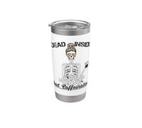 Dead Inside Caffeinated Skeleton Mom Leopard Messy Bun Stainless Steel Insulated Tumbler