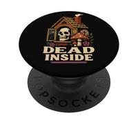 Dead Inside Gothic Cottagecore Skull Mushroom Cabin PopSockets Adhesive PopGrip