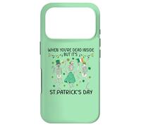 Dead Inside St Patricks Day Dancing Skeletons Lucky Clover Case for iPhone 17 Pro