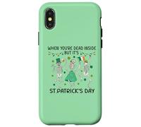 Dead Inside St Patricks Day Dancing Skeletons Lucky Clover Case for iPhone X/XS