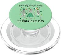 Dead Inside St Patricks Day Dancing Skeletons Lucky Clover PopSockets PopGrip for MagSafe